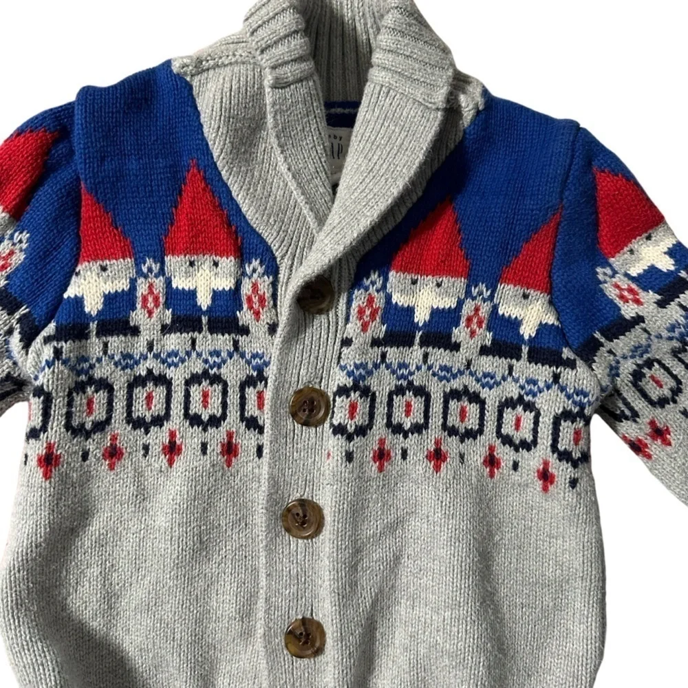 Gap size 18-24 months zip up knit Gnome sweaters